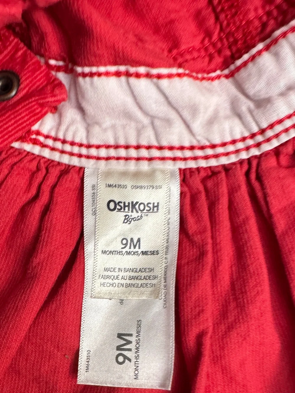 OshKosh B'gosh Red Corduroy Pinafore and Gray Overalls Set